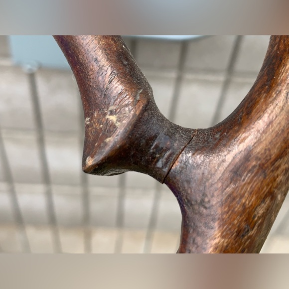 Early 20th Century Antique Wooden Loop Handle Tool Ended Walking Stick Cane - Picture 10 of 16